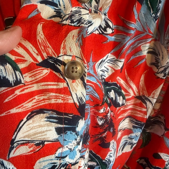 LOFT Orange Tropical Floral Maxi Button Up Dress with Tie Waist size 6 - Picture 7 of 13